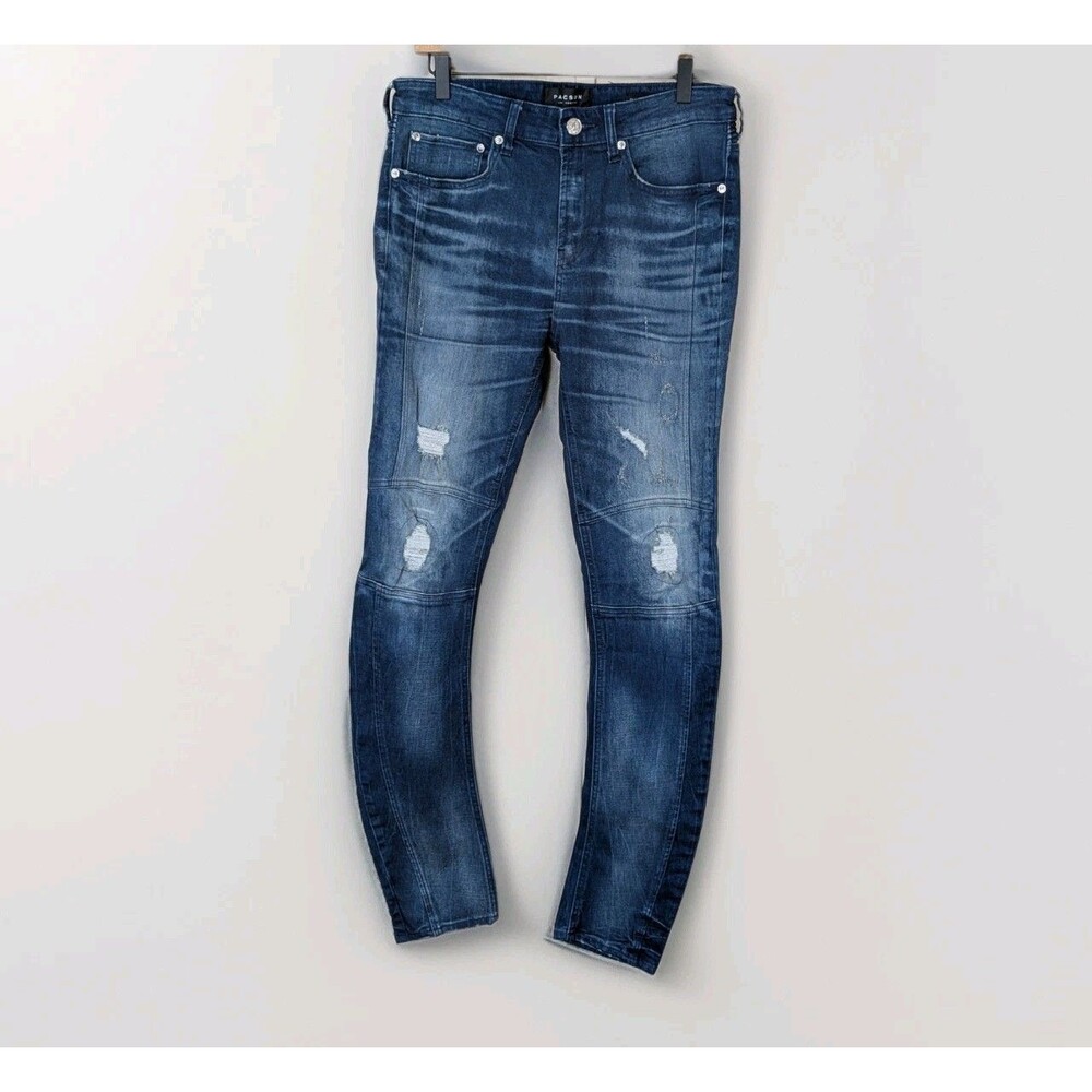 Pacsun STACKED ERGO Skinny Active Stretch Jeans Mens 31X30 Distressed  Grunge
